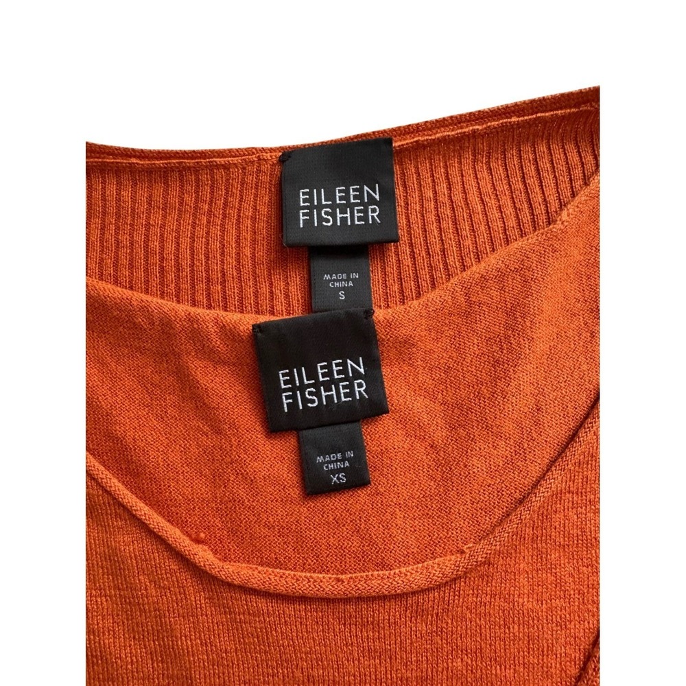 Eileen Fisher XS/S‎ Silk Cashmere Knit Cardigan Tank Top Set Orange Sweater Cozy - Picture 3 of 11